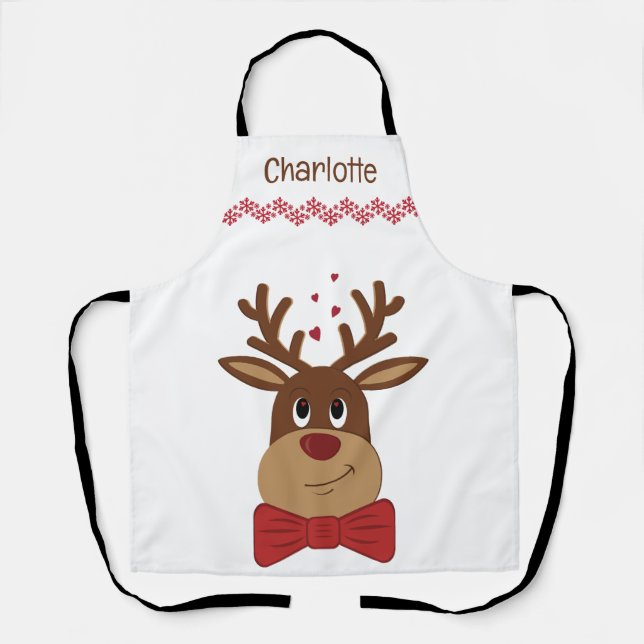 Personalised Christmas Love Reindeer Apron (Front)