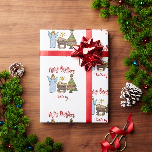 Personalised Christmas Manger Wrapping Paper (Holiday Gift)