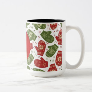 Personalised Christmas Mittens Pattern Mug
