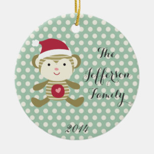 Personalised Christmas Monkey Family Ornament