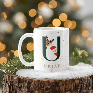 Personalised Christmas Monogram U Mug