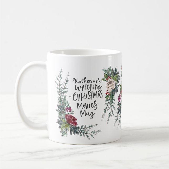 Personalised Christmas Movie Watching Name Custom Coffee Mug (Left)