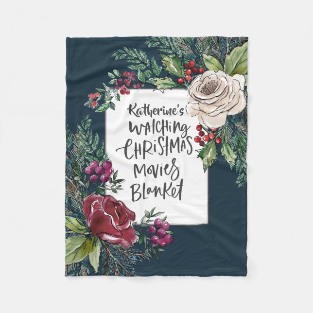 Personalised Christmas Movie Watching Name Custom  Fleece Blanket (Front)