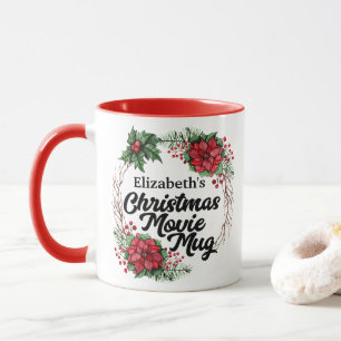 Personalised Christmas Movie Watching Wreath Art Mug