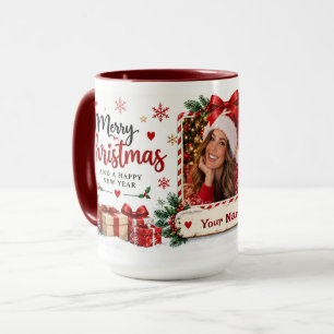 Personalised Christmas Mug Custom Photo & Name