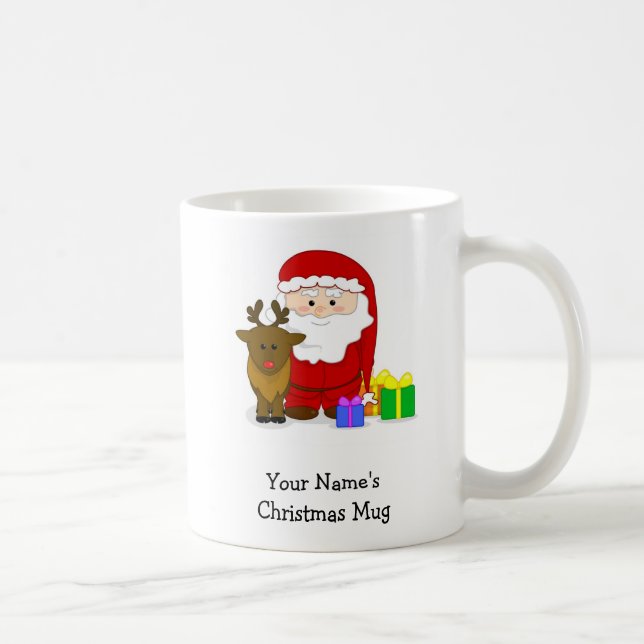 Personalised Christmas Mug - Santa and Reindeer (Right)