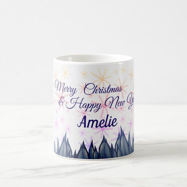 Personalised Christmas Mug Snowflakes (Center)