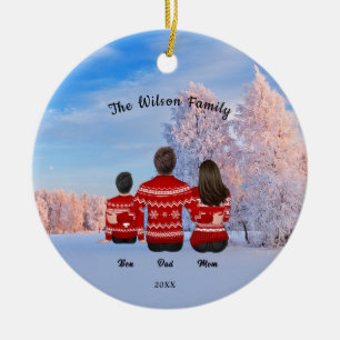 Personalised Christmas Mum Dad Boy Family Ceramic Tree Decoration