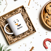 Personalised Christmas name mug,snowman face Coffe