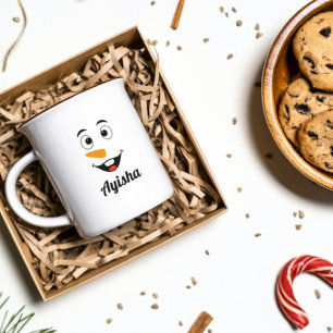 Personalised Christmas name mug,snowman face Coffe Coffee Mug