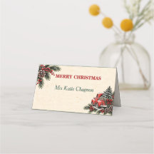 Personalised Christmas Name Place Card Farmhouse