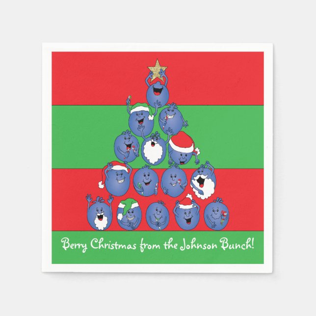 Personalised Christmas Napkins "Berry Christmas" (Front)