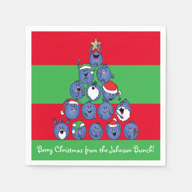Personalised Christmas Napkins "Berry Christmas" (Front)