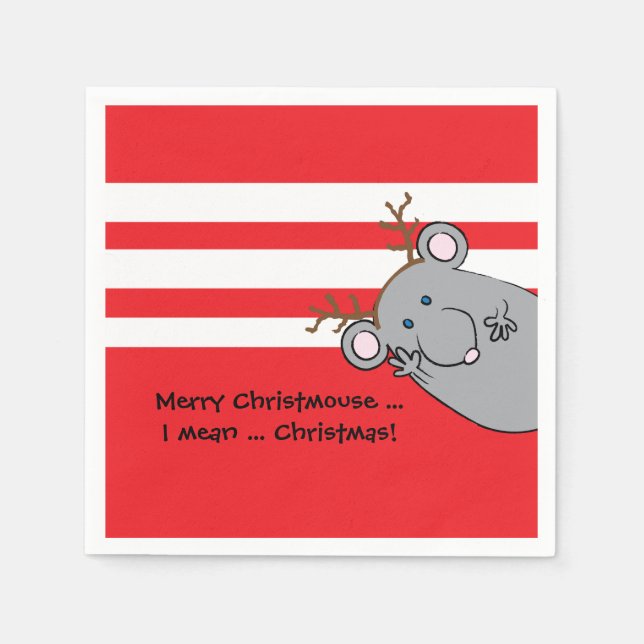 Personalised Christmas Napkins "Merry Christmouse" (Front)