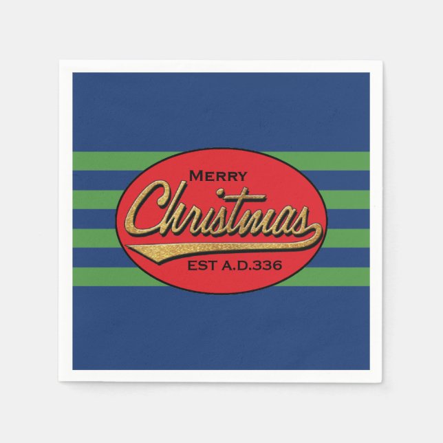 Personalised Christmas Napkins "Retro Christmas" (Front)