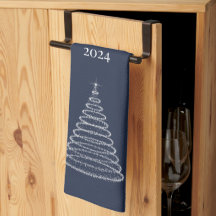 Personalised Christmas navy blue kitchen towel
