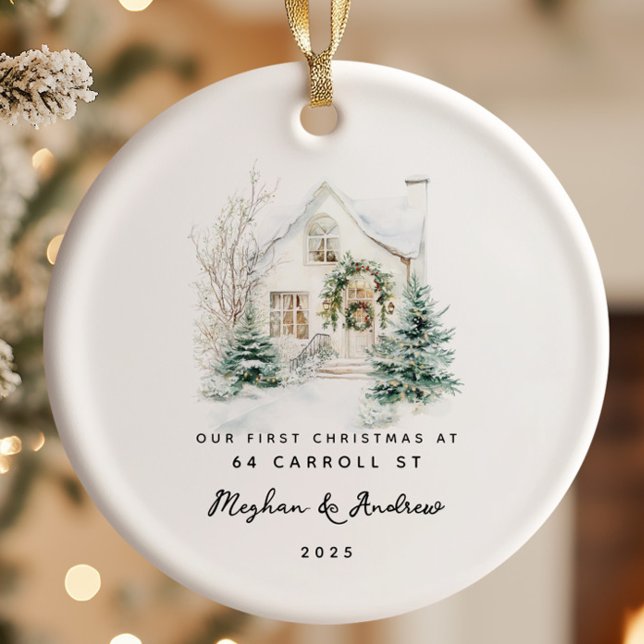 Personalised Christmas New Home Ceramic Tree Decoration (Creator Uploaded)