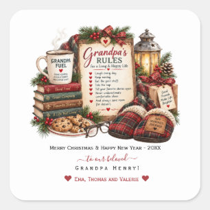 Personalised Christmas & New Year Card for Grandpa Square Sticker