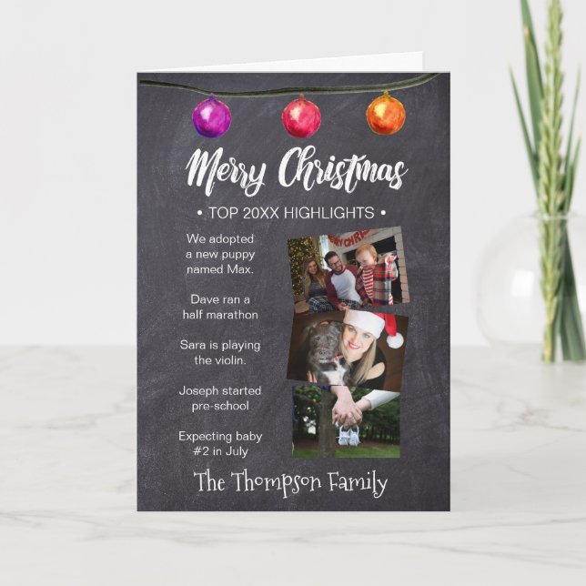 Personalised Christmas Newsletter, photos, kid art Holiday Card (Front)