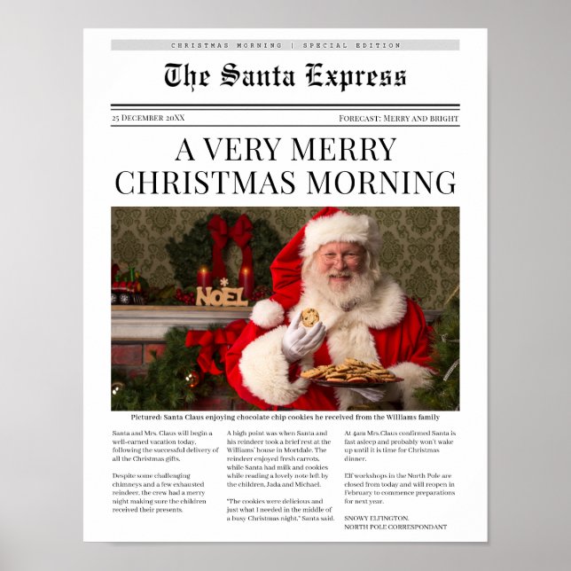 Personalised Christmas Newspaper Poster (Front)