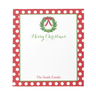 Personalised Christmas Notepad Holiday Wreath