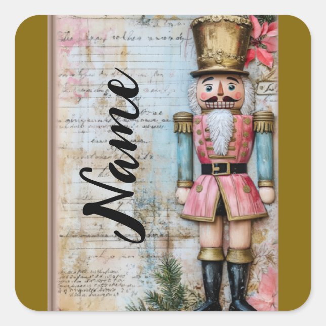 Personalised Christmas nutcracker Square Sticker (Front)