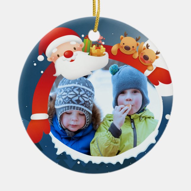 Personalised Christmas Ornament, Ceramic Tree Decoration (Front)