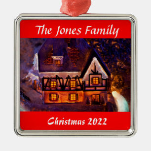Personalised Christmas Ornament Lighted House