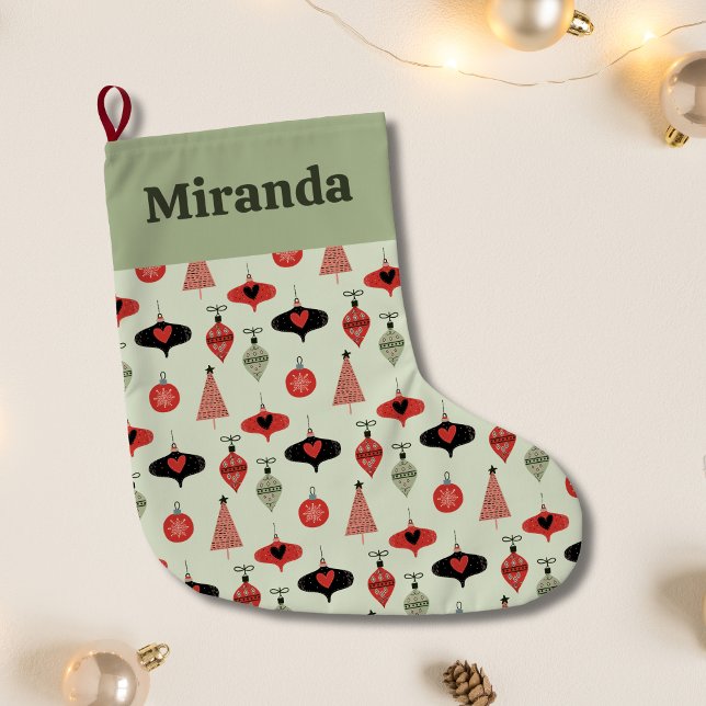 Personalised Christmas Ornaments Pattern Large Christmas Stocking (Personalized Christmas Ornaments Pattern Large Christmas Stocking)