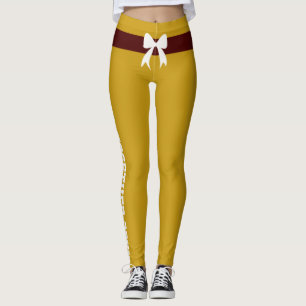 Personalised Christmas Oxblood Bow Saffron Gold Leggings