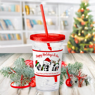  Personalised Christmas Pandas  Acrylic Tumbler