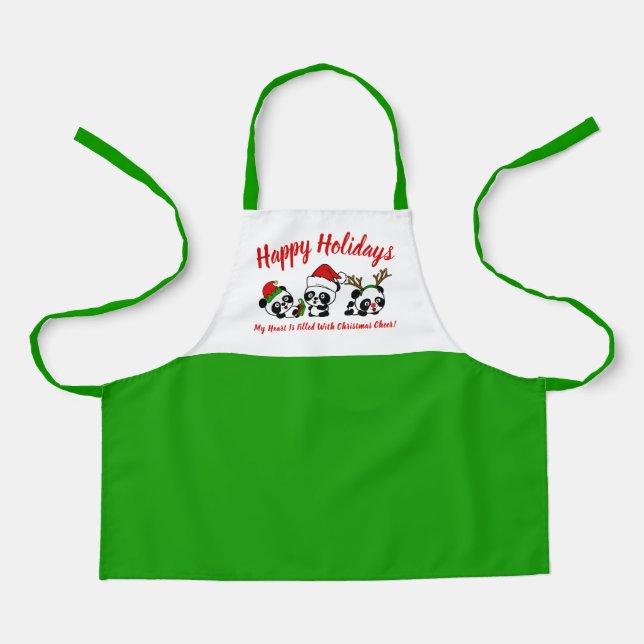 Personalised Christmas Pandas Apron (Front)