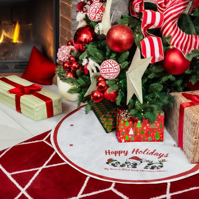 Personalised Christmas Pandas Brushed Polyester Tree Skirt (Creator Uploaded)