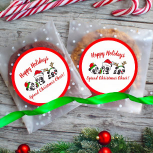 Personalised Christmas Pandas Classic Round Sticker