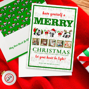 Personalised Christmas Pandas Holiday Card