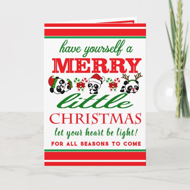 Personalised Christmas Pandas Holiday Card (Front)