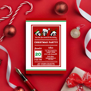 Personalised Christmas Pandas Holiday Invitation