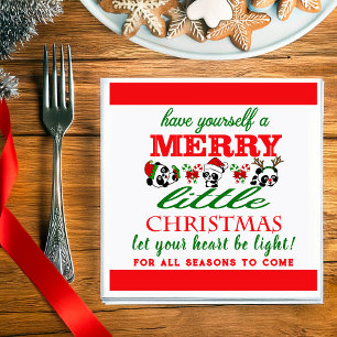 Personalised Christmas Pandas Napkin