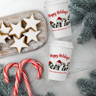 Personalised Christmas Pandas Paper Cups