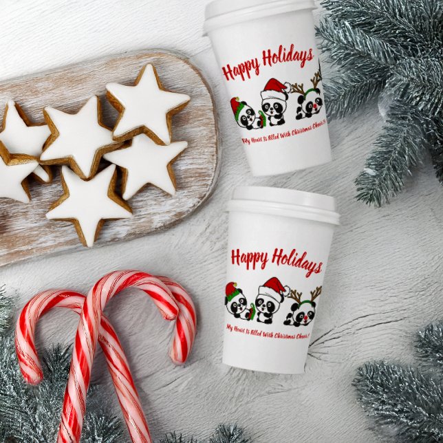 Personalised Christmas Pandas Paper Cups (Creator Uploaded)