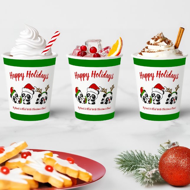 Personalised Christmas Pandas Paper Cups (Creator Uploaded)