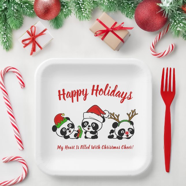 Personalised Christmas Pandas Paper Plate (Creator Uploaded)