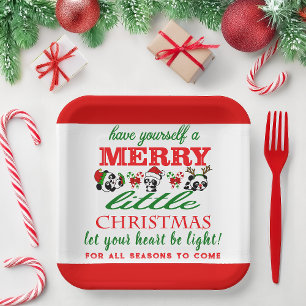 Personalised Christmas Pandas Paper Plate
