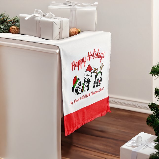 Personalised Christmas Pandas Short Table Runner (Creator Uploaded)