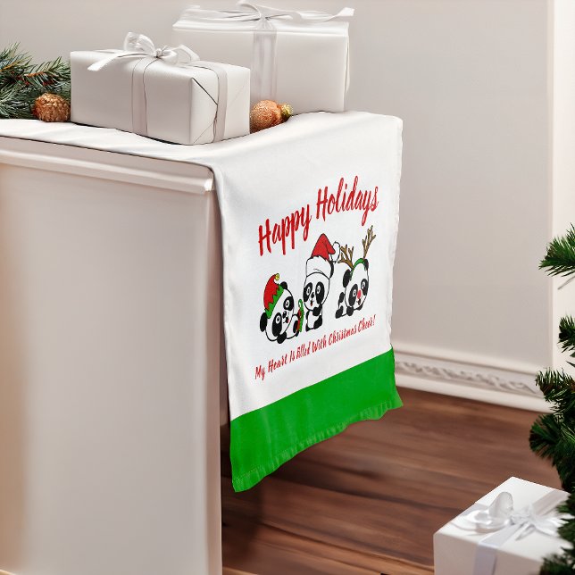 Personalised Christmas Pandas Short Table Runner (Creator Uploaded)