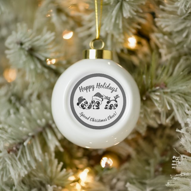 Personalised Christmas Pandas Snowflake Pewter Christmas Ornament (Creator Uploaded)