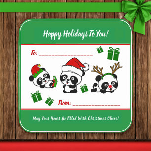 Personalised Christmas Pandas Square Sticker