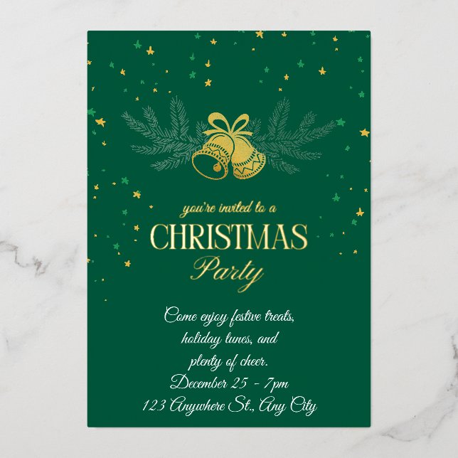 Personalised Christmas Party Foil Holiday Card (Front)