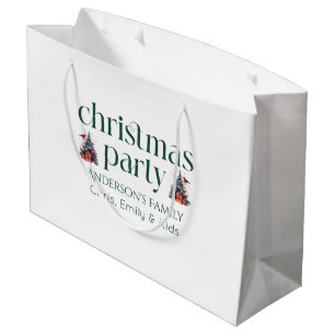 Personalised Christmas Party Gree Retro Typography Large Gift Bag