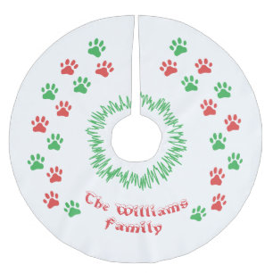 Personalised Christmas Paw Prints Tree Skirt